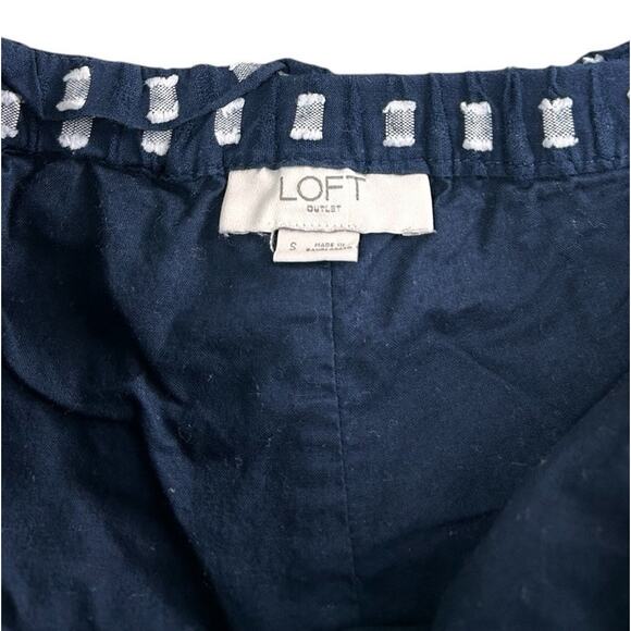 Ann Taylor LOFT Outlet Navy Blue Textured Shorts Size Small Drawstring Lined - Picture 3 of 6